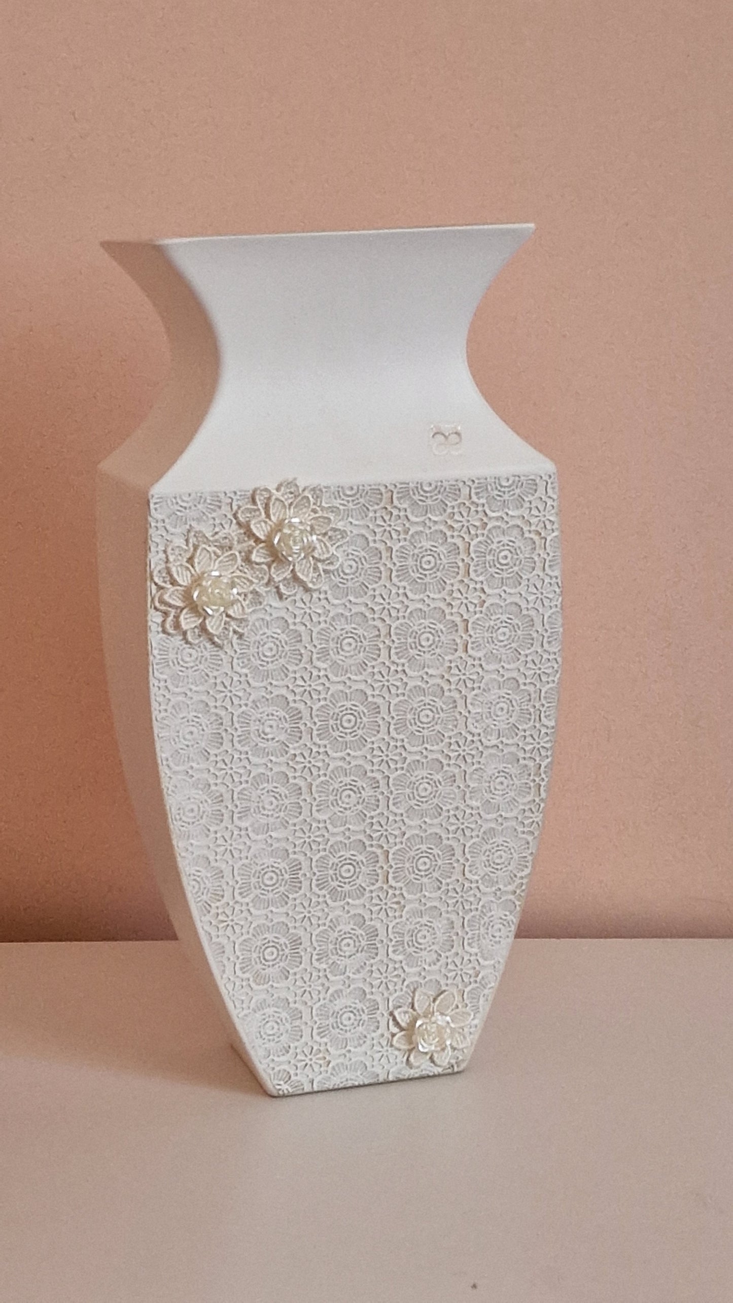 Vaso in vetro colorato e decorato h 36 cm chiaraela made in italy