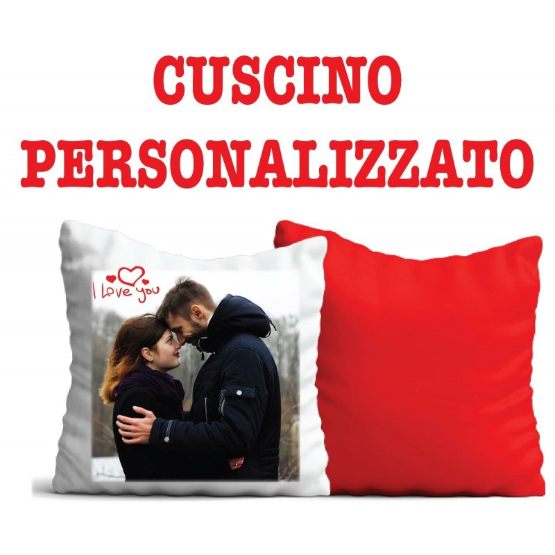 Cuscino personalizzato quadrato con la vostra foto e scritta 40x40 cm